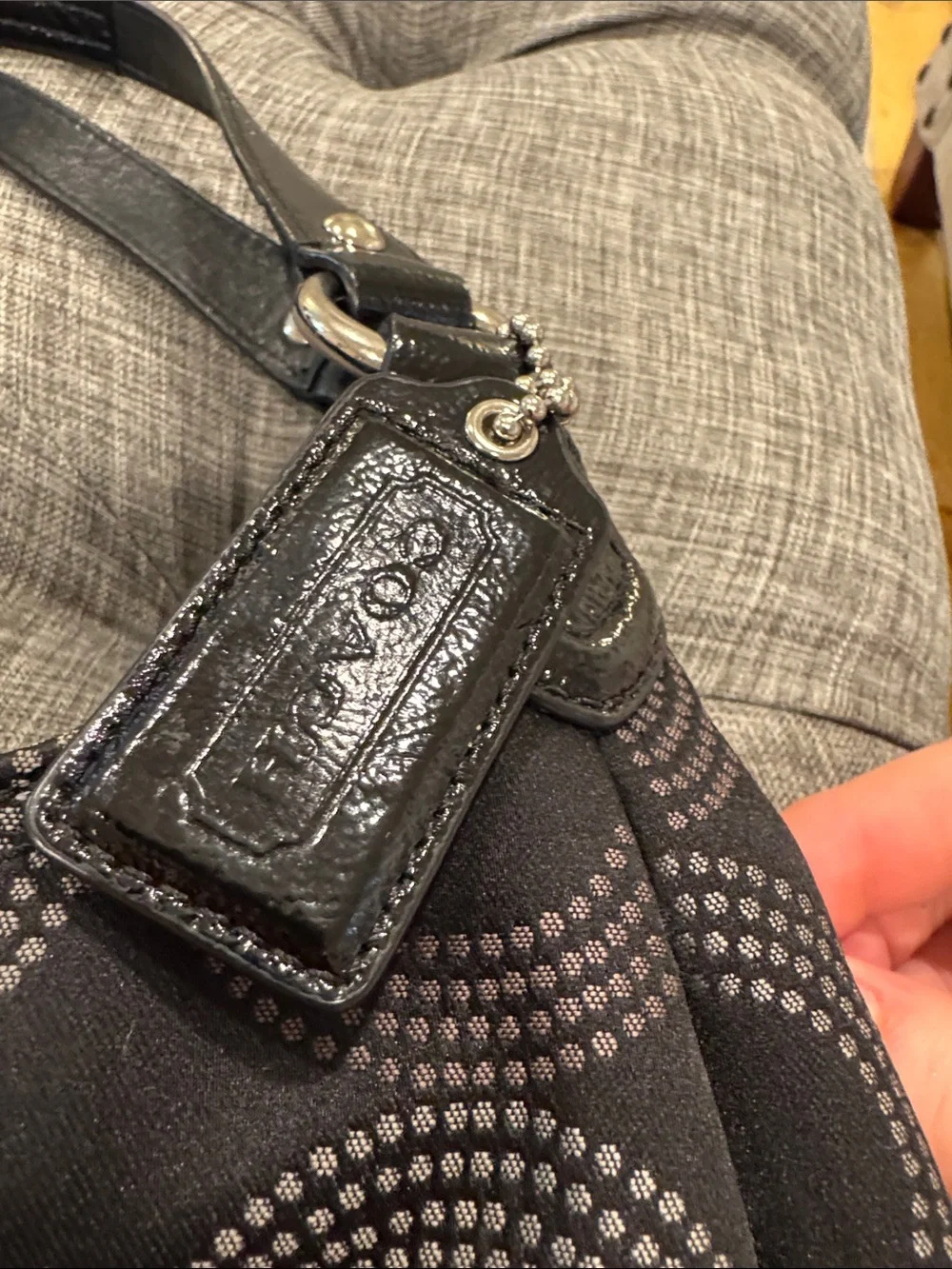 Coach Bag Ashley Dotted Op Art Black Signature Logo Hobo Shoulder Bag